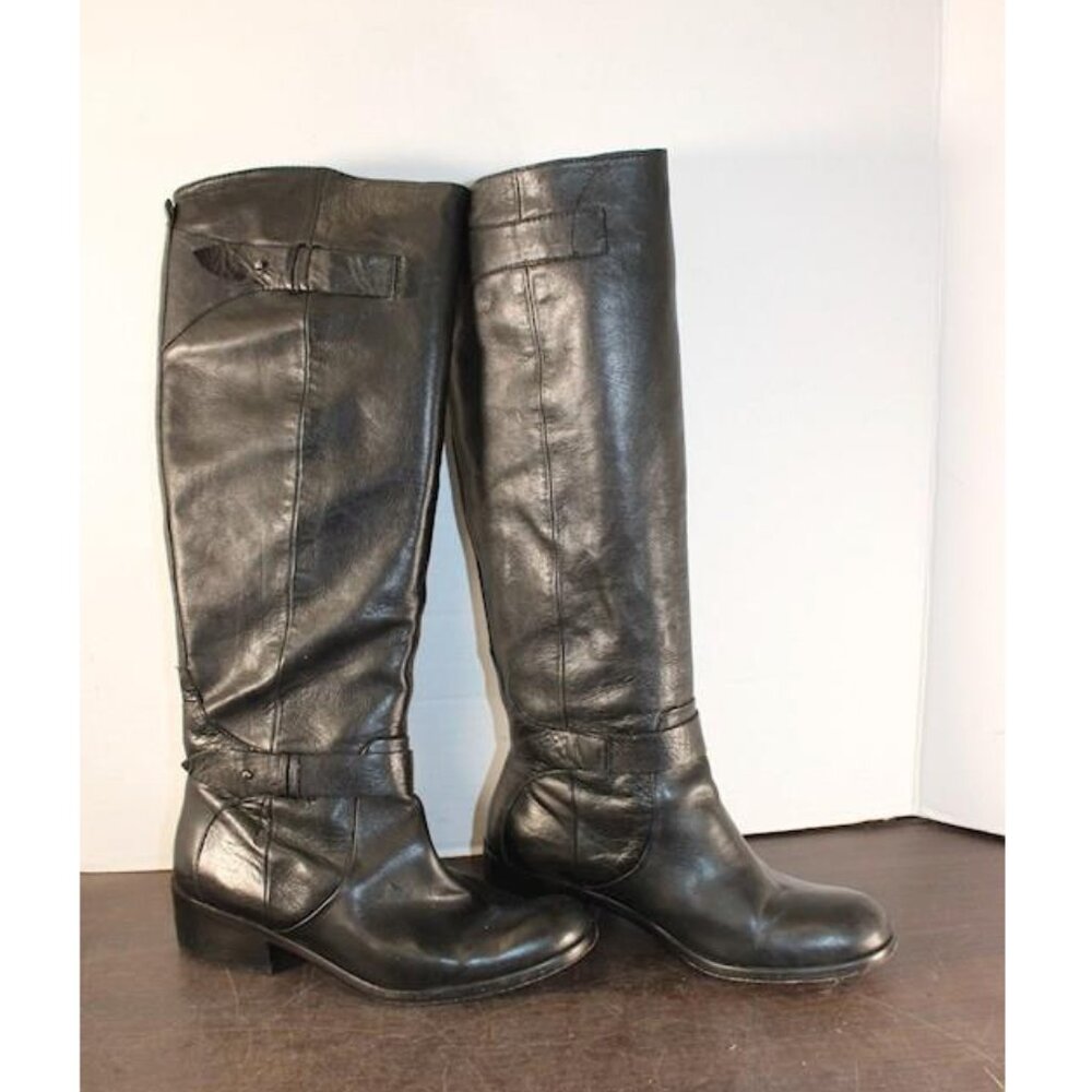 Dolce Vita Leather Round Toe Block Heel Riding Boots